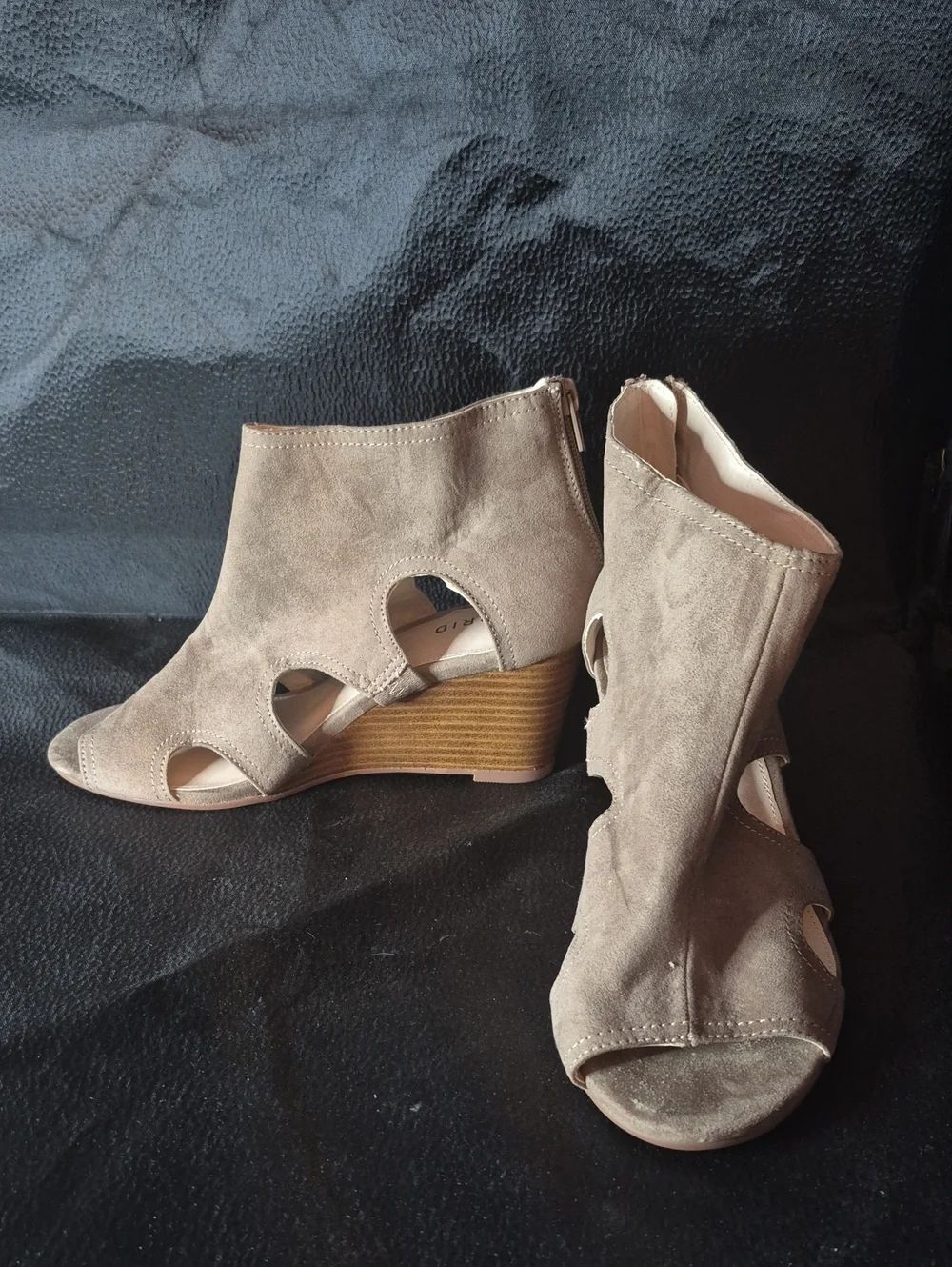 Torrid Taupe Peep Toe Cut Out Wedge - New